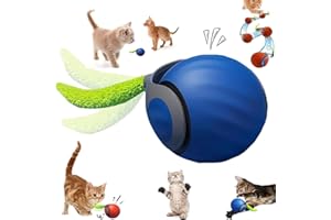 FXiaoy Speedy Tail 2.0 Cat Toy, Speedy Tail Cat Toy, Interactive Cat Ball Toy, Smart Cat Toys Ball, Two Speed Adjustment, with Tail (Blue)