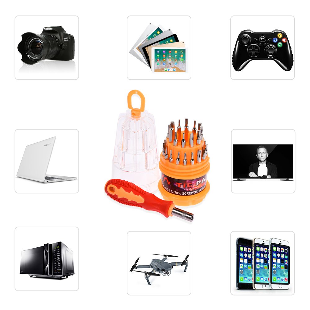 Portable Screwdriver Set,Fulljion 31 in 1 Professional Magnetic Screwdriver Bit Precision Screwdriver Repair Tools For Cell Phone, Tablet, PC, Macbook, Electronics Repair Tool Kit - 31 Pieces