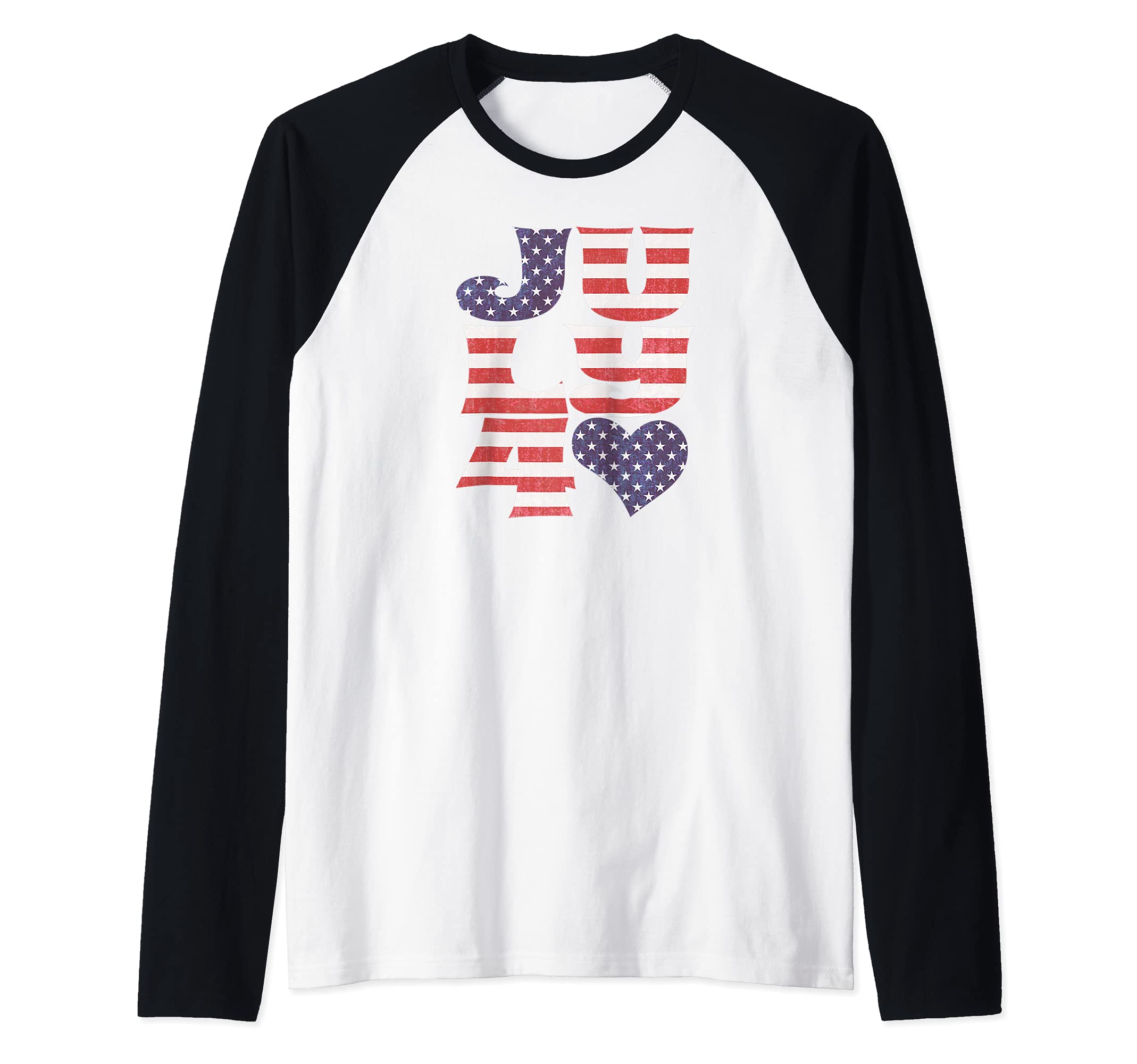 Fourth of July - J U L Y 4 with Heart Raglan Baseball Tee