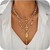 Cross Pendant Necklace for Women Colorful Cubic Zirconia Cross Necklace Pendant Pearl Chain Cross Necklace Gothic Catholic Christian Costume Cross Jewelry