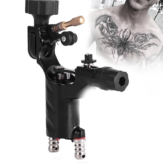 Rotary Tattoo Maschine, Rotary Liner Shader Tattoo Maschine Starke Motor Gun RCA Kabel Künstler Make-Up-Tool(Schwarz)
