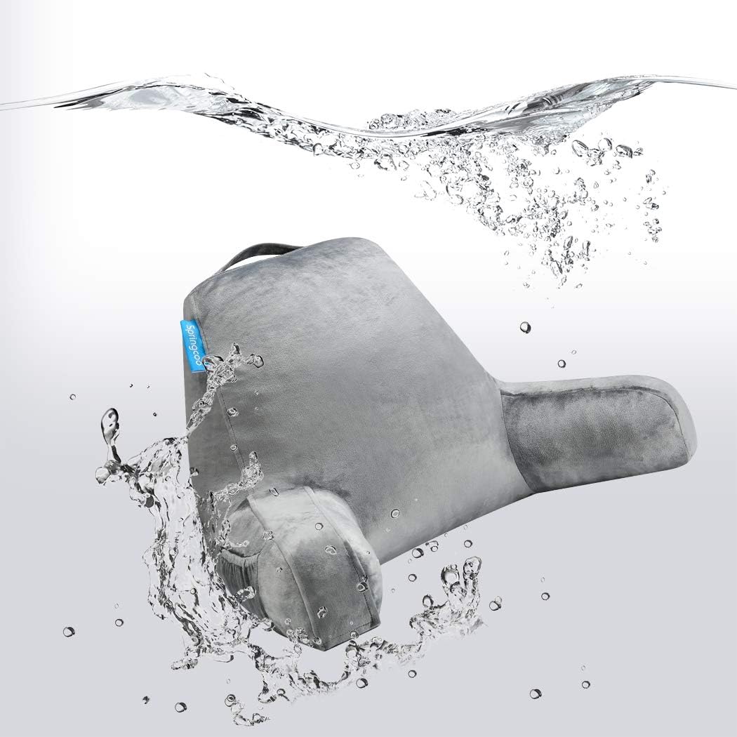 Springcoo Reading Pillow-Bonus Lap Desk-Shredded Foam TV Pillow with Removable Cover-Great Support for Reading, Relaxing, Watching TV -18IN-Gray: Kitchen & Dining