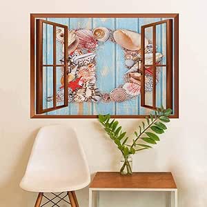 Letra D Art calcomanía náutica temática del alfabeto con conchas de mar