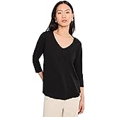 Mod-O-Doc Womens 3/4 Sleeve V-Neck Curved Hem Tee Shirt