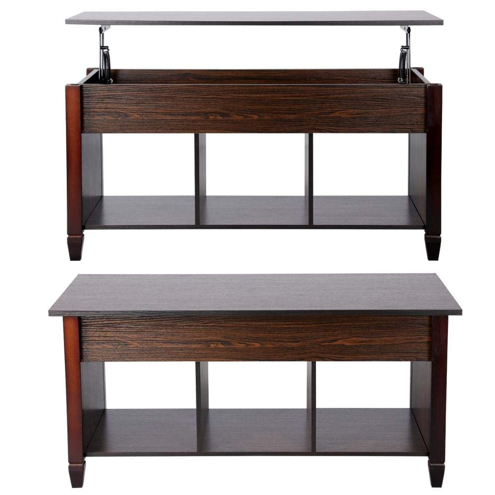 Yaheetech Living Room Slide Top Trunk Coffee Table with Storage Box & 2 Drawers Side Table Parlor Coffee, Espresso Finish