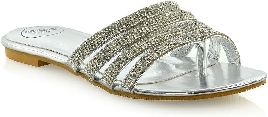 silver diamante flip flops uk
