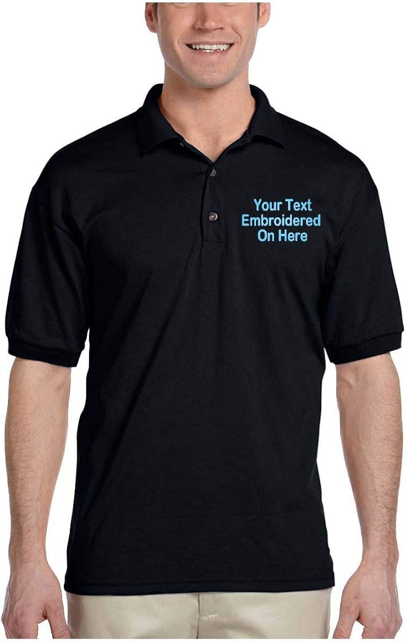 Custom Text Embroidered Jersey Polo, Dry Blend Polo Shirt: Clothing