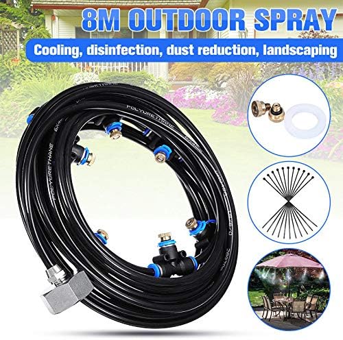 TOPWA Misting Cooling System 26.2FT Portable Outdoor Misting System Fan Cooler Water Cooling Patio Garden Spray for Patio Garden Umbrellas Greenhouse Trampoline 8M