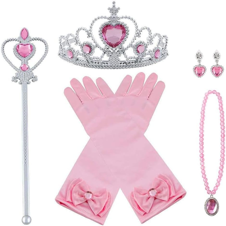 Vicloon Princess Dress Up Accessories Set for Kids Girls 3-9 Crown Gloves Wand