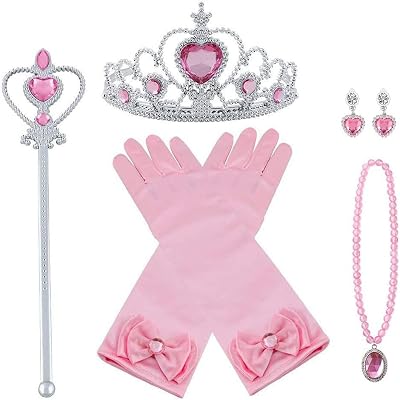 Vicloon Princess Dress Up Accessories Set for Kids Girls 3-9 Crown Gloves Wand