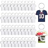 Lnrueg 40 Pcs Sublimation Keychain Blanks, MDF Double-Sided Heat Transfer Football Key Chains, Printable Blank Keychains with Rings and Clips for DIY Crafts