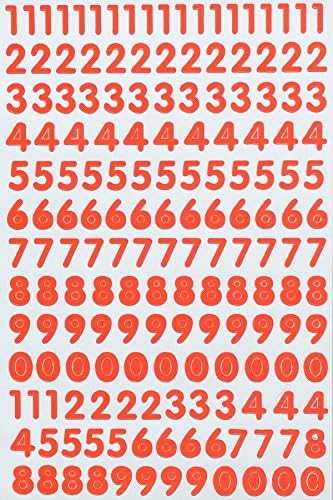 Jazzstick Small Number 0-9 Decorative Sticker Value Pack Bulk 5 sheets Orange 14E