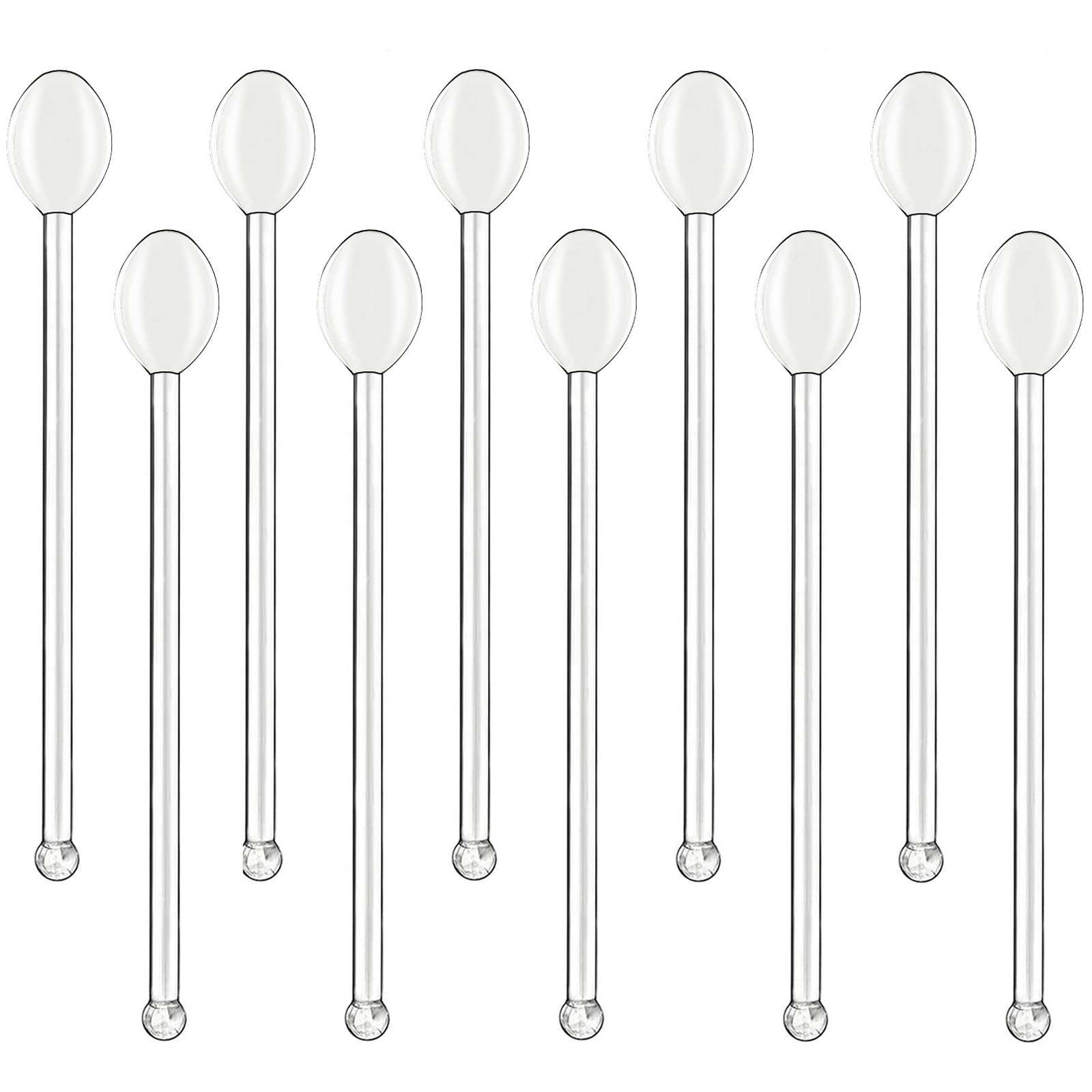 Photo 1 of 10Pcs Clear Glass Spoons,Heat Resistant Glass Teaspoons,5.8inch Mini Coffee Stirring Spoon,for Cold Drink Yogurt Cocktail Desserts Ice Cream Appetizers