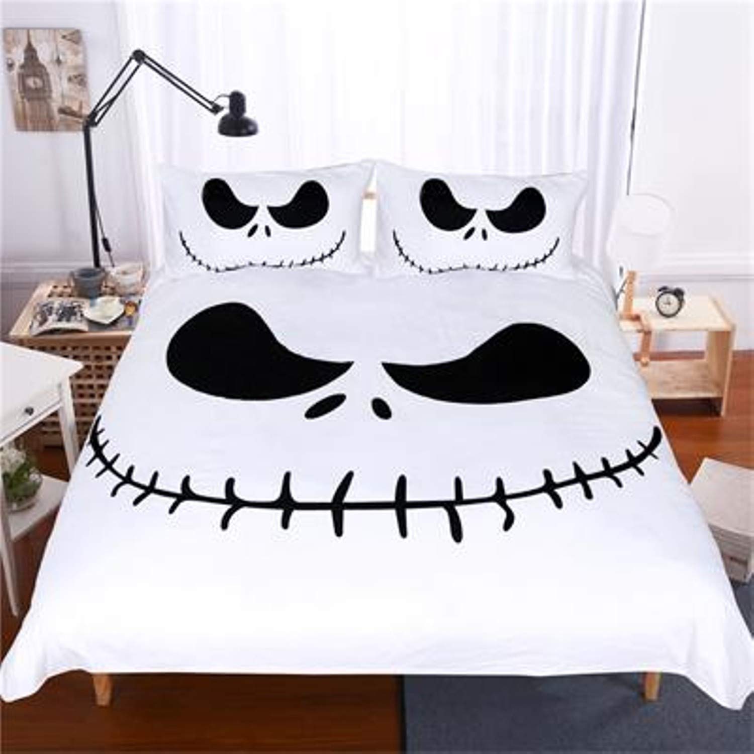 Chitop 3d Black White Bedding Set Nightmare Before Christmas Cool Printed Bed Linen Soft Duvet Cover Pillow Case Adult Us Twin 3pcs