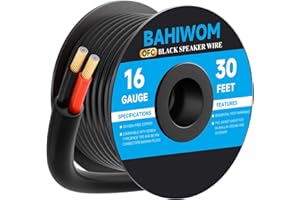 BAHIWOM Outdoor Speaker Wire 16 Gauge (30 Feet/9.16 Meters) OFC Speaker Cable CL3 Rated for Patio, Garden, Backyard, Landscap