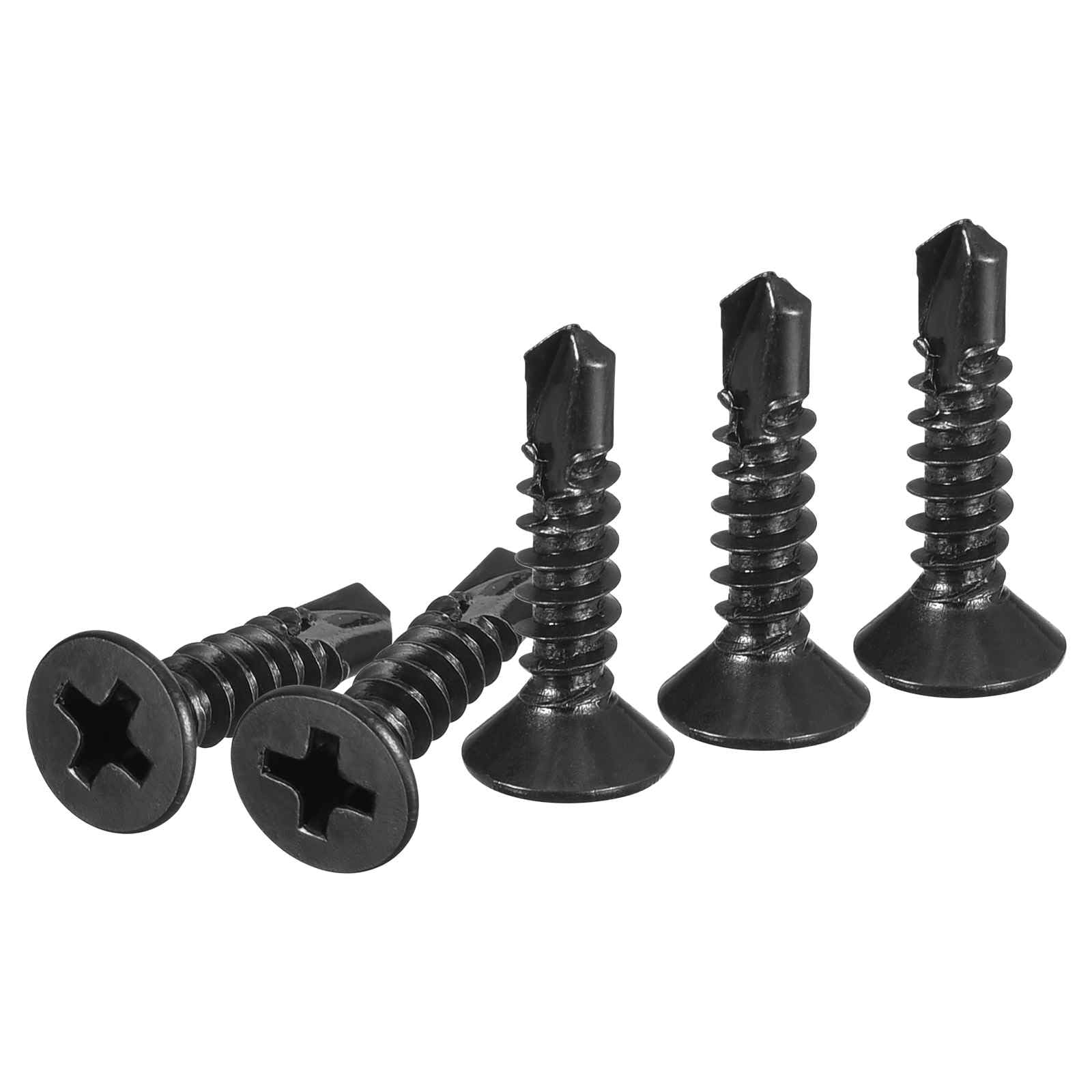 DTGN 100Pcs ST4.2x19mm Self Drilling Screws, 410 Stainless Steel Flat Head Phillips Sheet Metal Screw - Good for Wood to Metal, Furniture - Black