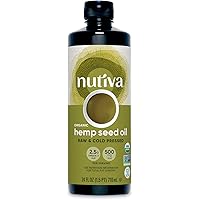 Nutiva Organic Cold-Pressed Unrefined Raw Hemp Seed Oil, 24 Ounce, USDA Organic, Non-GMO, Whole 30 Approved, Vegan, Gluten-Fr