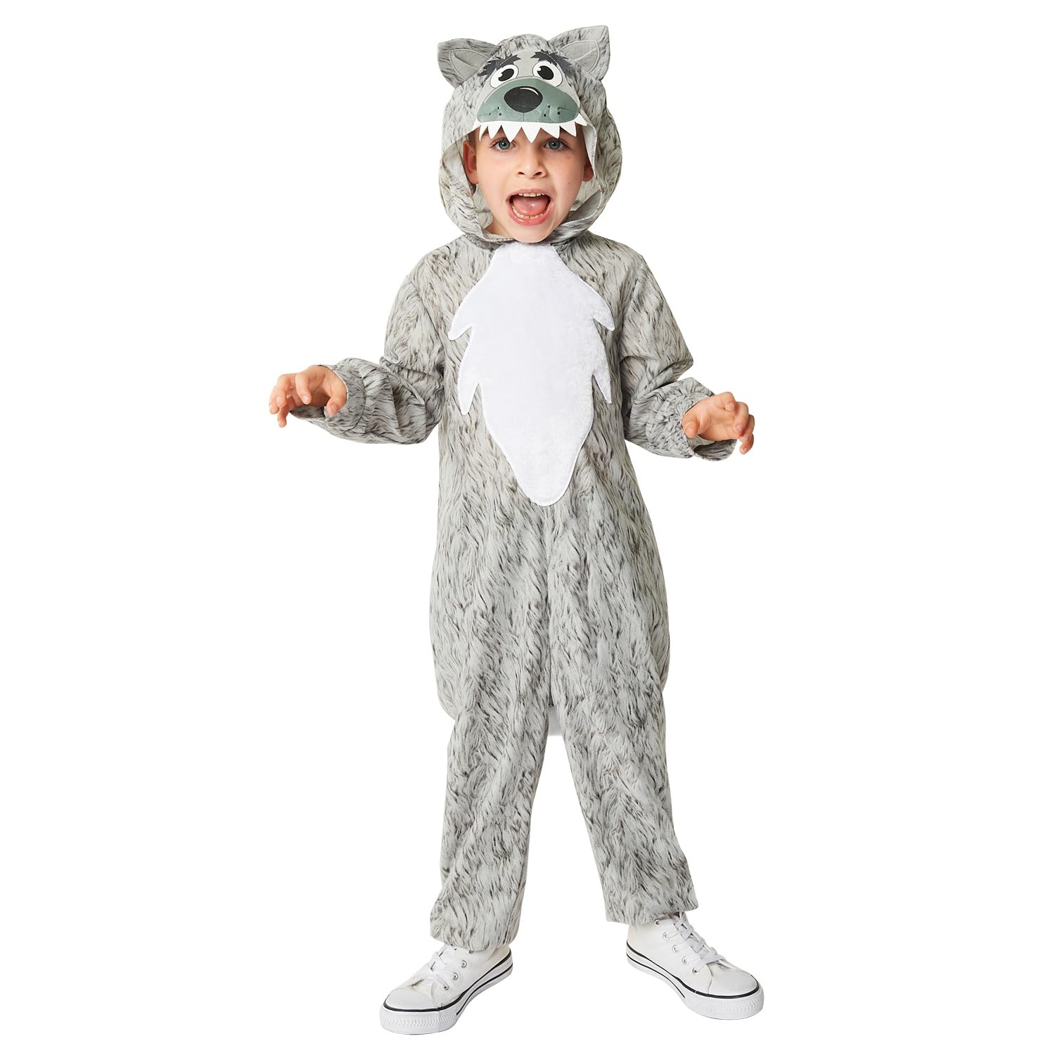 Amscan 9916814 - Kids World Book Day Wolf Hooded Jumpsuit Fancy Dress Costume Age: 4-6 Yrs — image 1