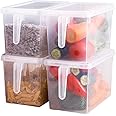 Sooyee Fridge Organizer,4 Pack Refrigerator Organizer Bins,Fridge Organizers and Storage Clear with Handle & Lid,Fruit Containers for Fridge,Fridge Storage To Keep Fresh for Food, Vegetables,5L