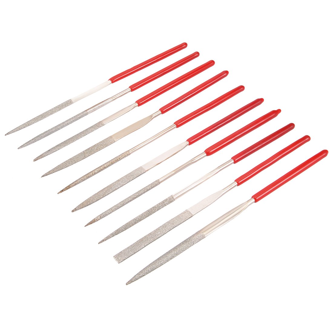 Sourcingmap 10Pcs 3mm x 140mm Diamond Needle File Set for Metal Glass Stone