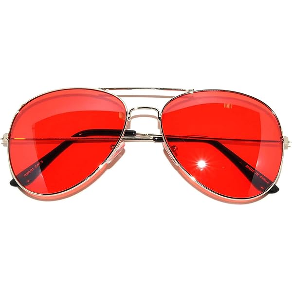 Amazon.com: Aviator Classic Sunglasses Silver Frame Red Lens  display picture 1