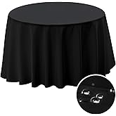 BYDOLL Table Cloth 60 Inch Round Tablecloth Fits Max50 Inch Diameter Table Top,Black Polyester Washable Wrinkle-Free Spillproof Tablecloth for Party Patio Cover