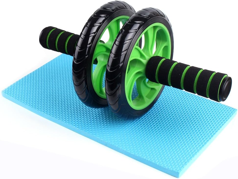 Rams Bro Exerciser Ab Wheel Ab Roller Home Gym Workout Exercise Lose Weight Fitness Equipment with Knee Pad - Get 6 Pack Abs (Double wheel)