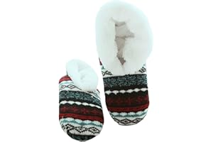 Slipper-Socks with Grips for Women Christmas Themed Print Fleece Lined Soft Cozy Warm Fuzzy Socks for Winter Indoor