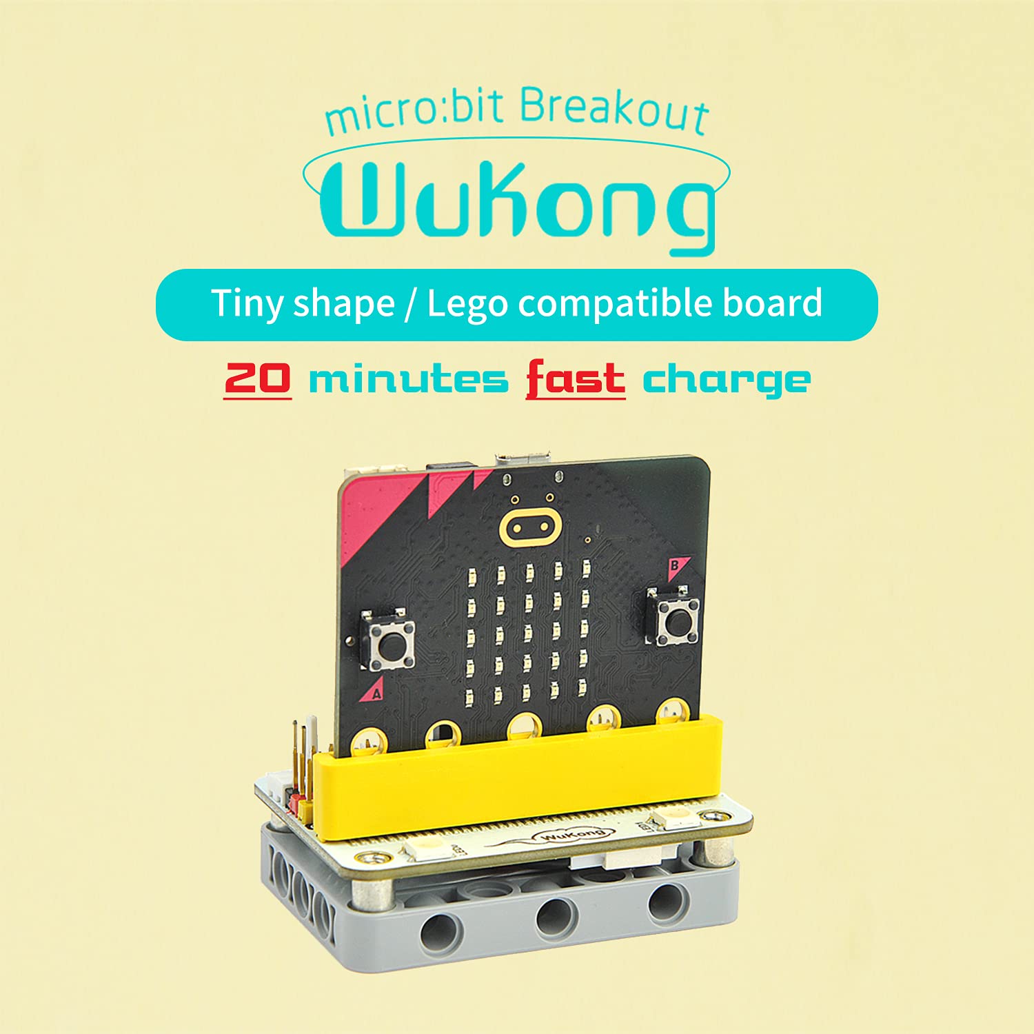 ELECFREAKS microbit WuKong Expansion Board Adapter for microbit Drive 8-way Servo / 2-way Motor / 8-way Sensor, Breakout Board with 400mAh Li-ion Battery / 8 LED / 4 Rainbow LED