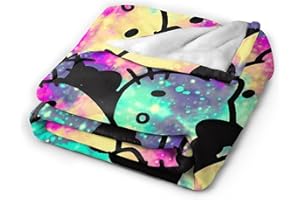 FEETOX Anime Cartoon Blanket Lightweight Flannel Throw Blankets Gifts for Kids Adults Soft Kawaii Pink Cat Air Conditioning Quilt for Bed Couch Sofa Living Room Decor Accessories 60"x50"