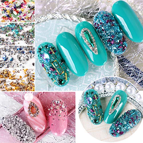 editTime 5000 Pieces (5 Boxes) Shiny Colorful Nail Art Rhinestones Nail Stone Gems Design Kit with a Curved Tweezers Rhinestone Picker and a Nail Art Brush (multicolor) - Thumbnail 7