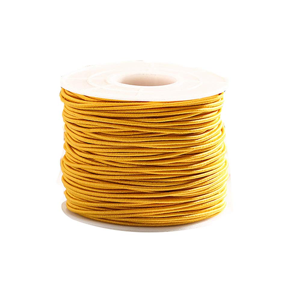 Fodattm 0.8mm 100M Stretch Elastic Cord String Rope Beading Threads Prayer Beads Elastic Thread for DIY Jewelry Making 1 Roll (Yellow)
