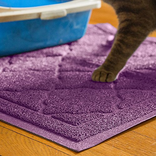 Premium Large Cat Litter Mat 35" x 23", Traps Messes, Easy Clean, Durable, Phthalate Free, Litter Box Mat with Scatter Control - Soft on Kitty Paws