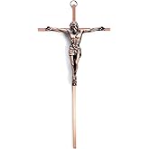 DCCXN Metal Cross for Wall Decor Catholic, Crucifix Wall Cross of Jesus Christ-10 Inch Antique Copper