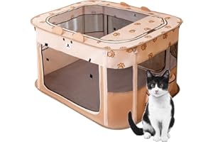 Portable Pet Playpen, Foldable Dog Cat Playpens Exercise Kennel Tent for Indoor Outdoor, Dog Cat Crate Pet Kennel Tent with T
