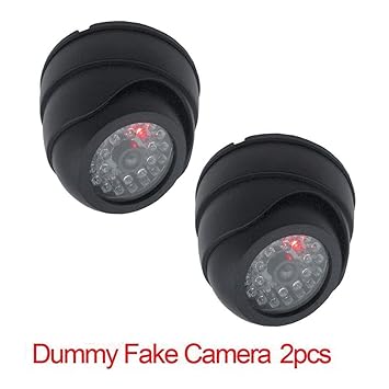 Cartshopper 2 Pcs Dummy Security CCTV Fake Dome Imitation Surveillance Security Camera with Blinking Red Led Light Indication. for Home Or Office Security Camera