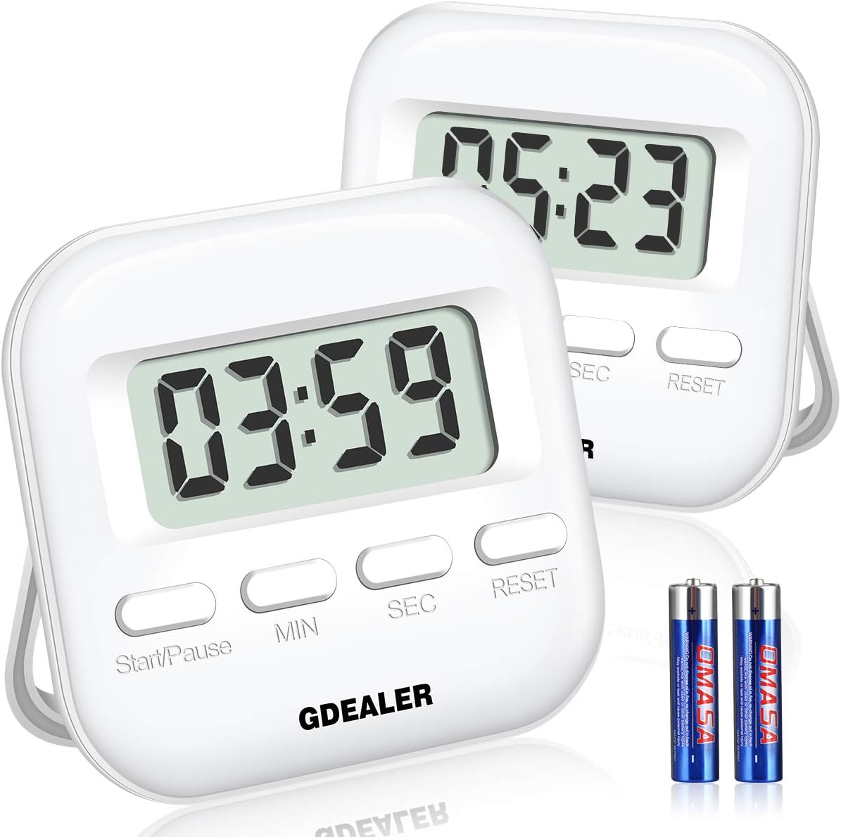 GDEALER 2 Pack Digital Kitchen Timer with Large Display, Strong Magnet Back, Memory Function,Count-Up & Count Down for Cooking Baking Sports Games Office