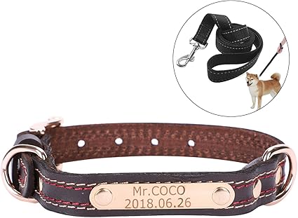 Collier Personnalisable Chien Personnalisé Cuir Ajustable Avec Plateau Identification Nom Adresse Id Numéro Téléphone De Gravure Anti Perdue Animaux