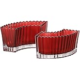 MCMCNCUIU Crystal Vases for Centerpieces, Flower Vases for Wedding Centerpieces, Red Glass Vase for Flowers, Curve Small Vase for Living Room, Bedroom, Kitchen, Dining Table, Set of 2