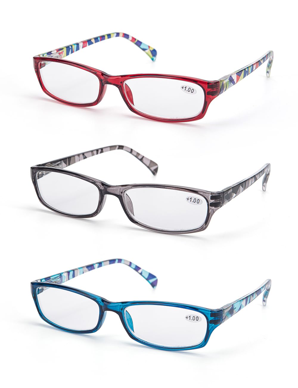 LANLANG 3-Pack Blue Light Blocking Reading Glasses for Women with 3 fashion colors, Anti Eyestrain, L-L010, +3.5 diopters