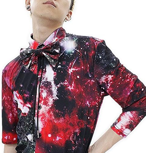 Amazon アンコロック Ankorock 宇宙柄半袖シャツ 銀河柄 シャツ 赤 レッド シャツ 通販
