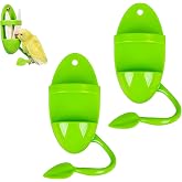 Bird Food Cuttlebone Holder for Cage, Bird Feeding Stand with Perch,2‑Pack | Bird Cage Feeder,Durable Plastic,Space‑saving,Reusable,for Budgie Parakeet Lovebird Cockatiel Small Pet Birds,Safe for Birds
