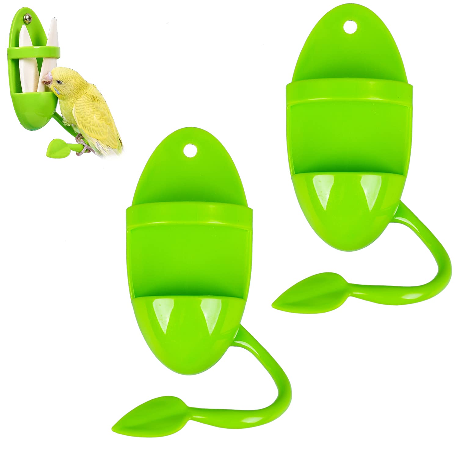Photo 1 of 2pcs Plastic Pet Bird Cuttlebone Holder Food Holder, Cuddle Bone Feeding Racks, Cuttlebone Holder for Cockatiels Parakeets Budgies Finches Green