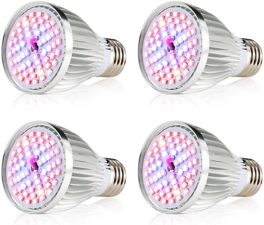Led Grow Light Bulb, 60W Full Spectrum E27 Grow Plant Light Bulb Led Grow Bulb for Hydroponics Greenhouse Organic Indoor Plants,Pack of 4