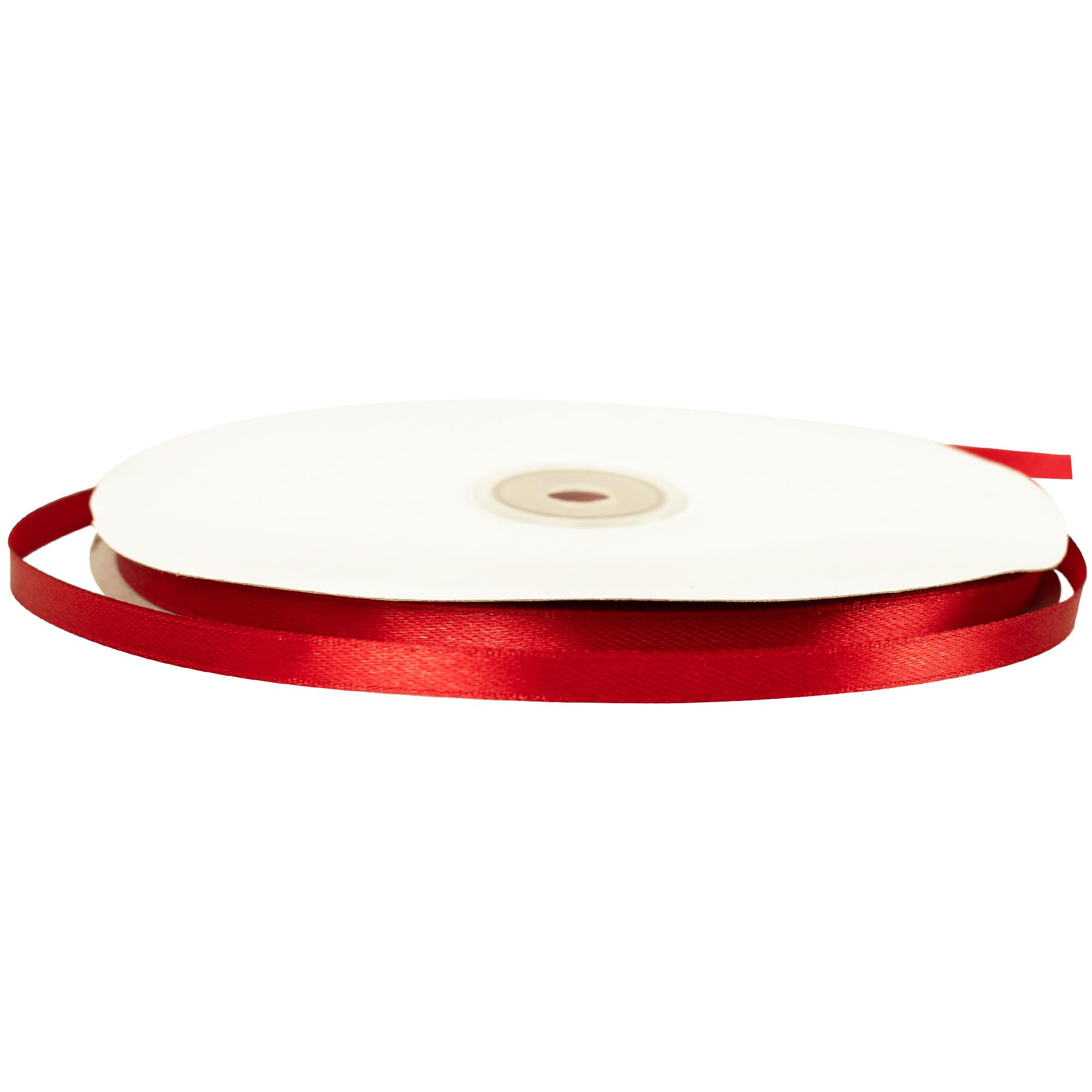 Red Satin Ribbon 6mm Thin x 91m - Red Gift Wrapping Ribbon for Wedding, Christmas & Crafts | Slim Decorative Ribbons for Present Wrapping, Cake, Hair Bows & Florist Decorations