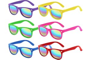 GoodUping 6 Pcs Kids Sunglasses Bulk with UV Protection, Neon Sunglasses Party Favors for Boys Girls, Summer Outdoor Accessories for Beach Pool Birthday Graduation Party Supplies