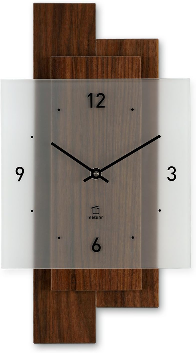 Wall Clock Nut Wood - Solid Walnut Wood - Made in Germany - Natuhr