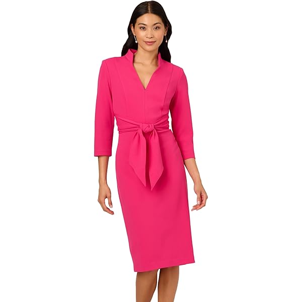 Vince Camuto, Womens, Four Teir Layered Dress with V Neck, Hot Pink, Large  at Amazon Women's Clothing store