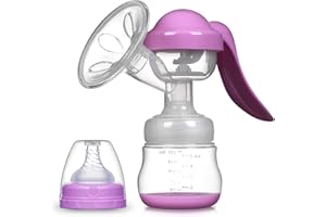 Elfzone Manual Breast Pump, Adjustable Suction Silicone Hand Pump Breastfeeding, Small Portable Manual Breast Milk Catcher Ba