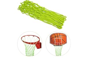 Wanfoou Glow in the Dark Basketball Net, Green, 12 Loops, Nylon, Heavy Duty, Anti-Whip, Easy to Install, Suitable for Indoor/